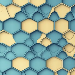 Poster - Abstract honeycomb pattern in teal and beige, creating a modern and geometric aesthetic.