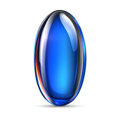 Poster - Reflective blue capsule shape on a white background showcasing modern design and elegance