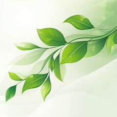 Poster - Fresh green leaves on a soft gradient background, symbolizing nature and tranquility.