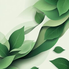 Poster - A vibrant abstract design featuring overlapping green leaves, symbolizing freshness and nature's beauty.
