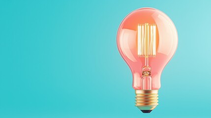 Poster - A close-up view of a stylish light bulb with an elegant design set against a vibrant turquoise background, perfect for modern interior concepts.