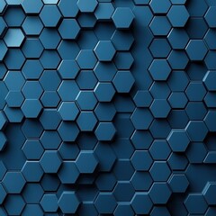 Poster - Abstract blue hexagonal pattern showcasing depth and geometric design.