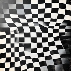 Poster - Abstract pattern of black and white checkered design, conveying a sense of movement and depth.