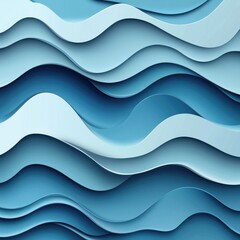 Poster - Abstract design featuring flowing layers in various shades of blue, creating a sense of depth and movement.