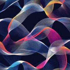 Poster - Colorful abstract waves with dynamic lines on a dark background, creating a vibrant and modern aesthetic.