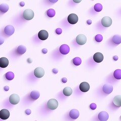 Poster - A vibrant design filled with purple and gray spheres casting soft shadows on a light pink background.