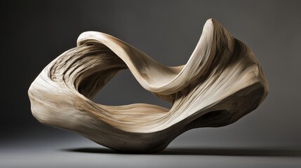 Poster - Artistic wood sculpture showcasing fluid lines and intricate textures, highlighting the beauty of craftsmanship and design