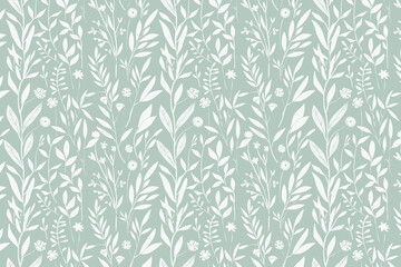 Poster - Toile pattern tapestry. Linocut print. Monochrome botanical pattern background. Created with Generative AI technology.