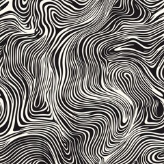 Poster - Abstract black and white wavy lines create a fluid, dynamic pattern, evoking a sense of movement and rhythm.