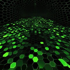 Poster - Abstract green hexagonal pattern creating a dynamic and futuristic atmosphere.