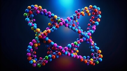 Poster - Molecule Alphabet: Isolated DNA Font on Dark Background - Innovative Product Photography for Science and Education