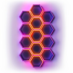 Poster - neon hexagon shelves glowing on a wall