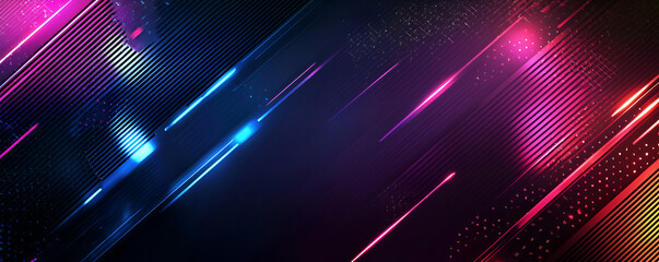 Poster - Abstract Neon Lines Glowing Brightly In The Dark
