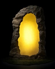 Wall Mural - Mystical stone portal illuminated with warm golden light