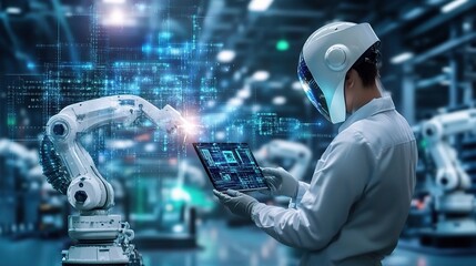 Poster - Futuristic Robotics Engineer Working with Smart Automation Technology