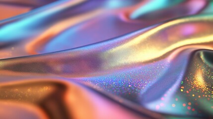 Poster - colorful silky fabric with shimmering patterns in soft light showcasing an elegant texture and vibra