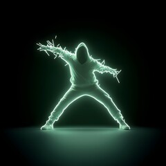 Wall Mural - Futuristic figure with glowing energy in dynamic pose