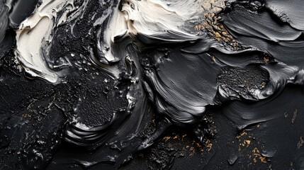 Leinwandbilder - Black cream background texture highlights both rough and smooth elements, creating a visually striking composition. This black cream background texture offers versatile photo style space.