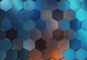 Sticker - Black and blue glossy hexagons background pattern. Abstract hexagonal colorful texture. 3D rendering