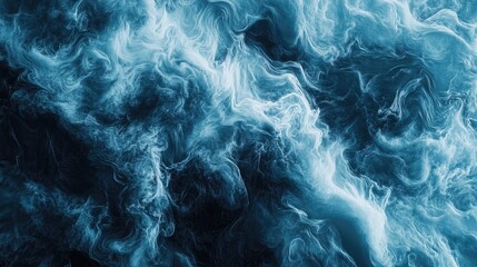 Aufkleber - Fluid abstract background showcasing dynamic light and dark blue waves intertwining in a smoky texture, creating a serene and captivating atmosphere.