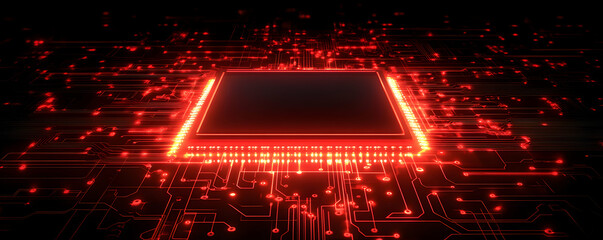 Poster - illuminated central processing unit on circuit board