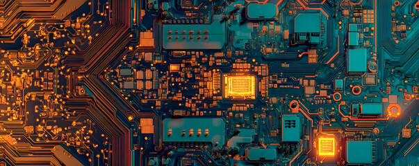 Poster - Illuminated Circuit Board Detailed Computer Technology