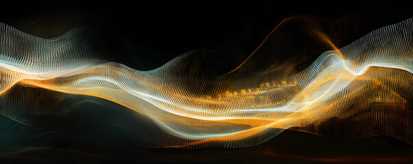 Poster - Abstract Golden And White Wave Pattern Design