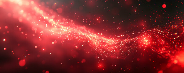 Poster - Abstract Red Glowing Particles and Network Design