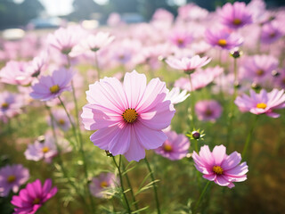 Wall Mural - Beautiful cosmos flowers blooming in the garden