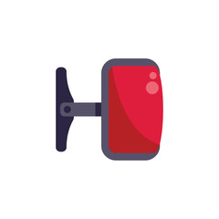 Poster - red scooter side mirror reflecting light with a white background