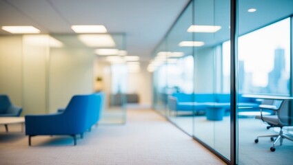 Wall Mural - blurred modern office space,met room and open workstations that convey professionalism and tranquili