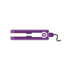Poster - hair straightener showing heating plates icon illustration with flat design style