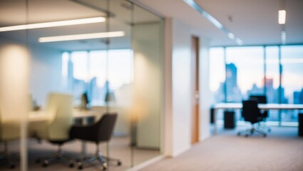 Wall Mural - blurred modern office space,met room and open workstations that convey professionalism and tranquili