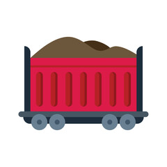 Poster - Red mining cart transporting a load of extracted resources, symbolizing industrial operations and resource transportation