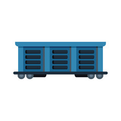 Poster - blue cargo wagon train railway transportation flat design icon