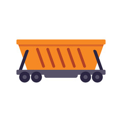 Poster - empty mining cart standing on rails, a symbol of mining industry and transportation of minerals