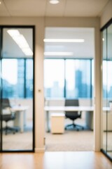Wall Mural - blurred modern office space,met room and open workstations that convey professionalism and tranquili
