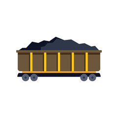 Poster - simple illustration of a mining cart carrying coal, perfect for projects related to mining or energy