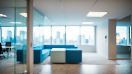 Wall Mural - blurred modern office space,met room and open workstations that convey professionalism and tranquili