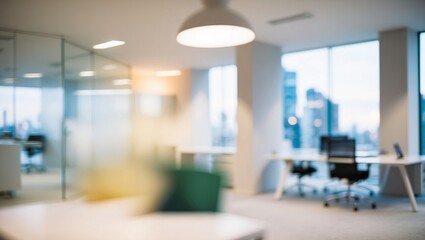 Wall Mural - blurred modern office space,met room and open workstations that convey professionalism and tranquili