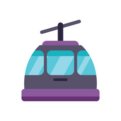 Poster - cable car moving on ropeway, public urban transport for transporting passengers by air