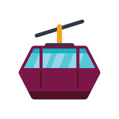 Poster - simple vector illustration of a cable car moving upwards on white background