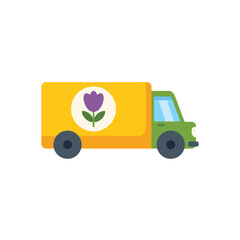 Poster - delivery truck delivering flowers with tulip logo on side panel