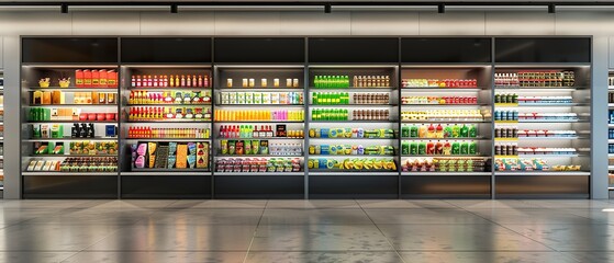 supermarket advertisement stand with blank canvas for promotional material