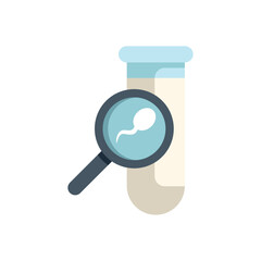 Poster - magnifying glass examining sperm in test tube icon illustration depicting concepts of reproductive h