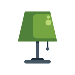 Poster - green desk lamp standing on a surface and illuminating with a light bulb