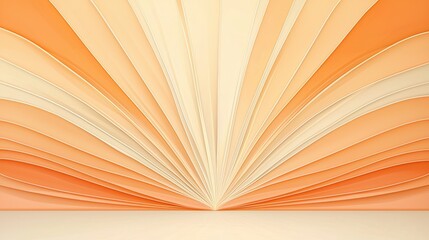 Poster - A vibrant abstract background showcasing a fan of layered paper in warm tones of orange and cream. Perfect for creative projects and designs.