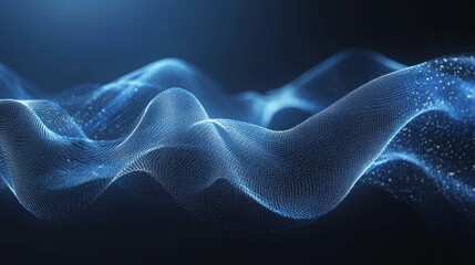 Poster - Abstract waves of light and particles in digital space.