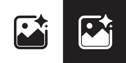 Aufkleber - Generate Image by AI icon. Artificial intelligence creates image concepts. Machine learning text to generate image. Icon element for application and web. Vector illustration.