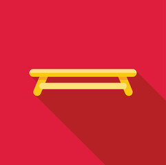Poster - simple yellow bench casting long shadow on a crimson background, ideal for projects related to furni